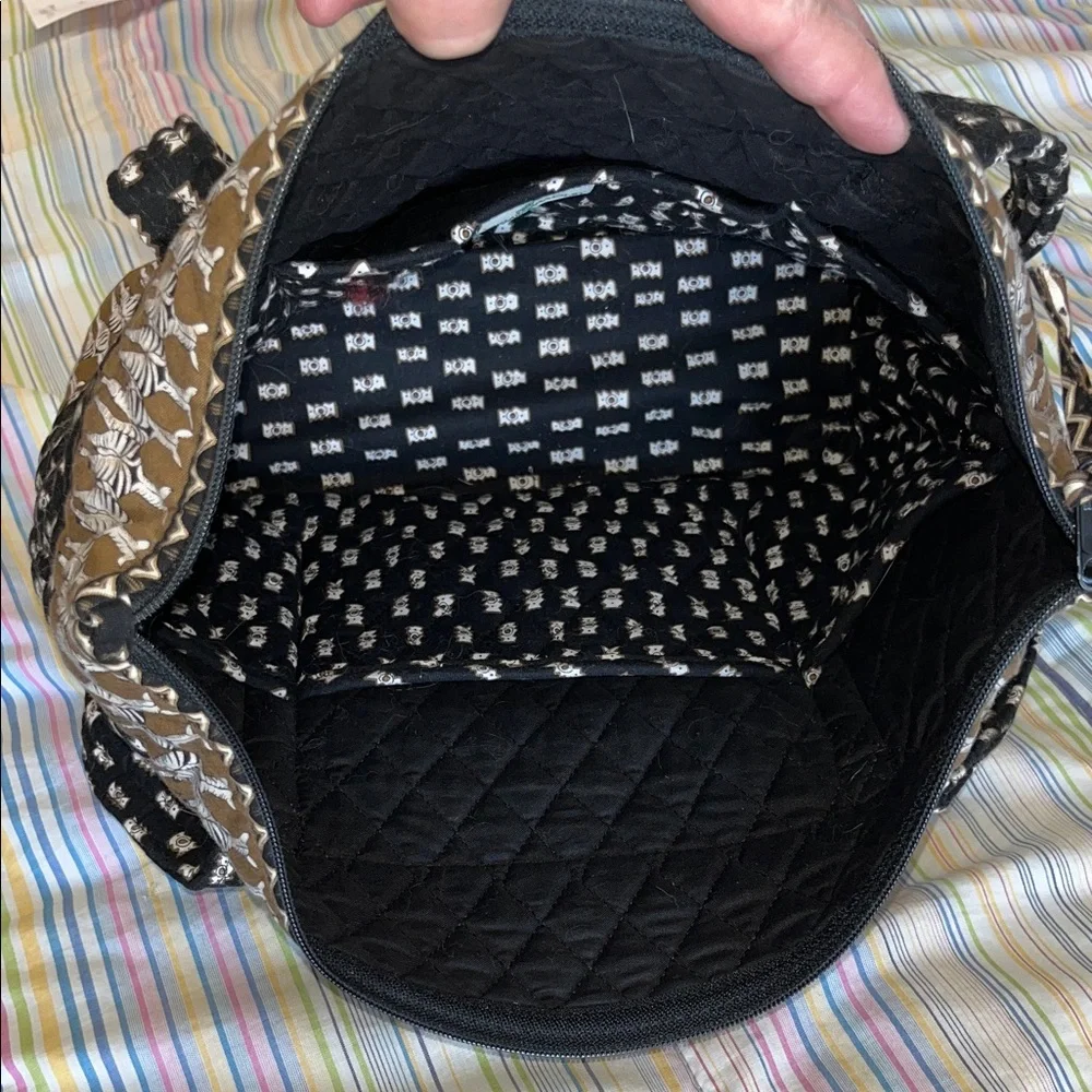 Vera‎ Bradley Black and Brown Zebra Patterned Quilted Tote